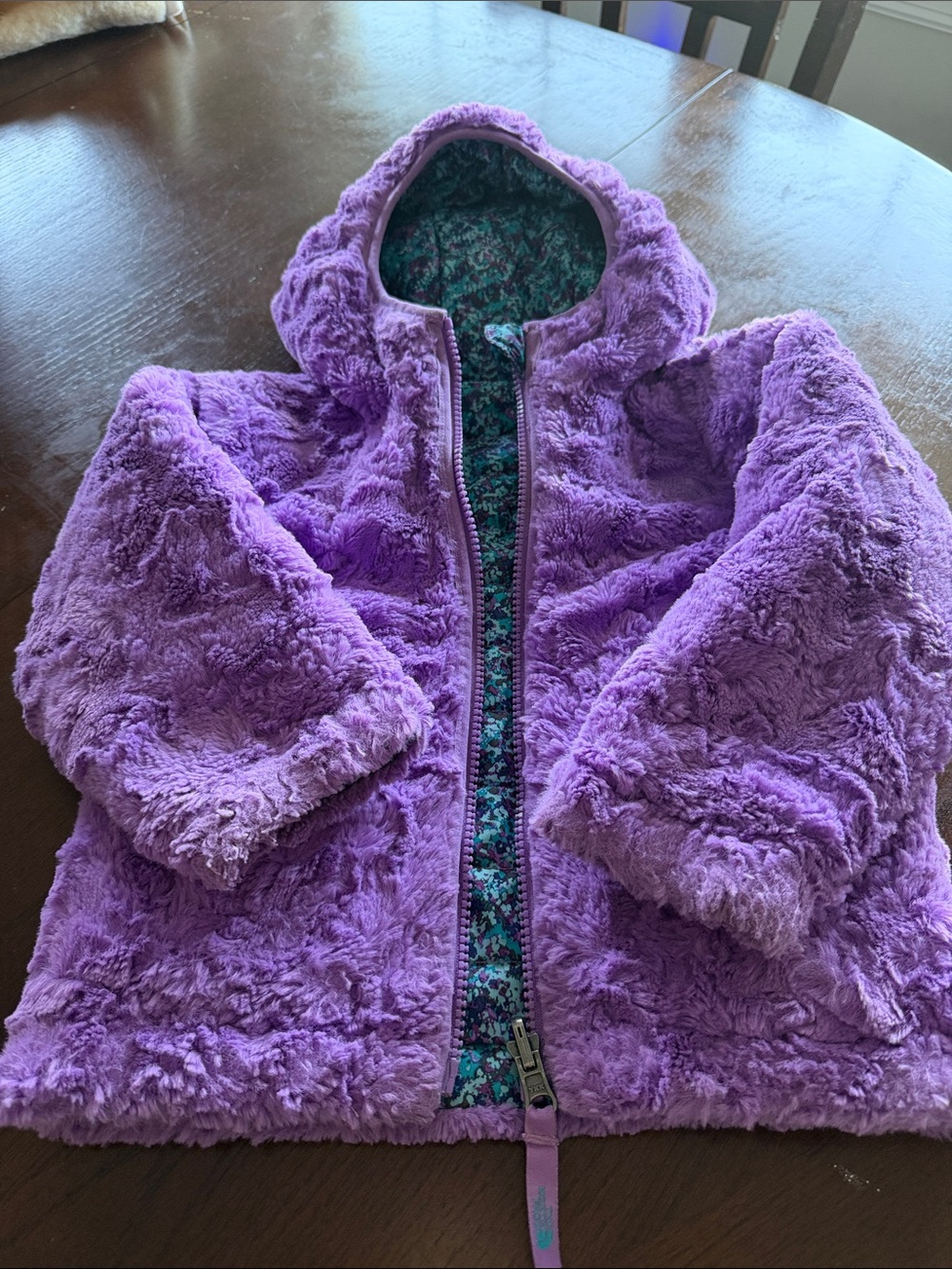 The North Face Kids Purple Plush Hooded Puffer Jacket